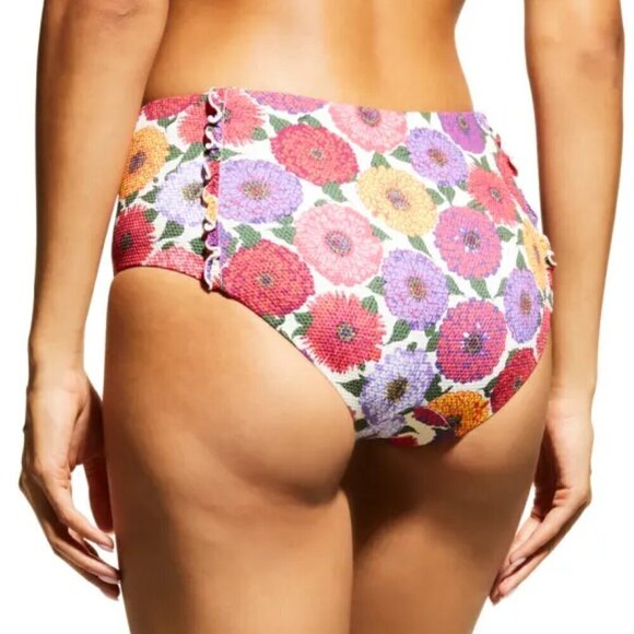 LA DOUBLEJ Frilly Floral Bikini Bottoms, Zinnie Print, Piquet, Multicolor - Picture 2 of 3